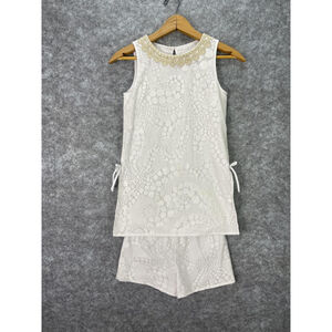 Lilly Pulitzer Girls Mini Donna Two Piece Set Size 10 White Lace Top Shorts